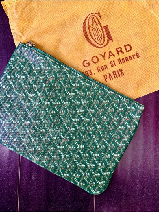 Handbags - Inspired Green Chevron Patterned Canvas 
Zip Pouch Clutch